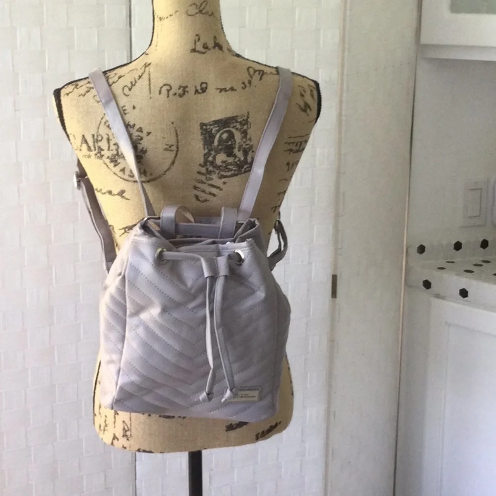 Lavender Drawstring Backpack with Textured  Vinyl and Medium Size